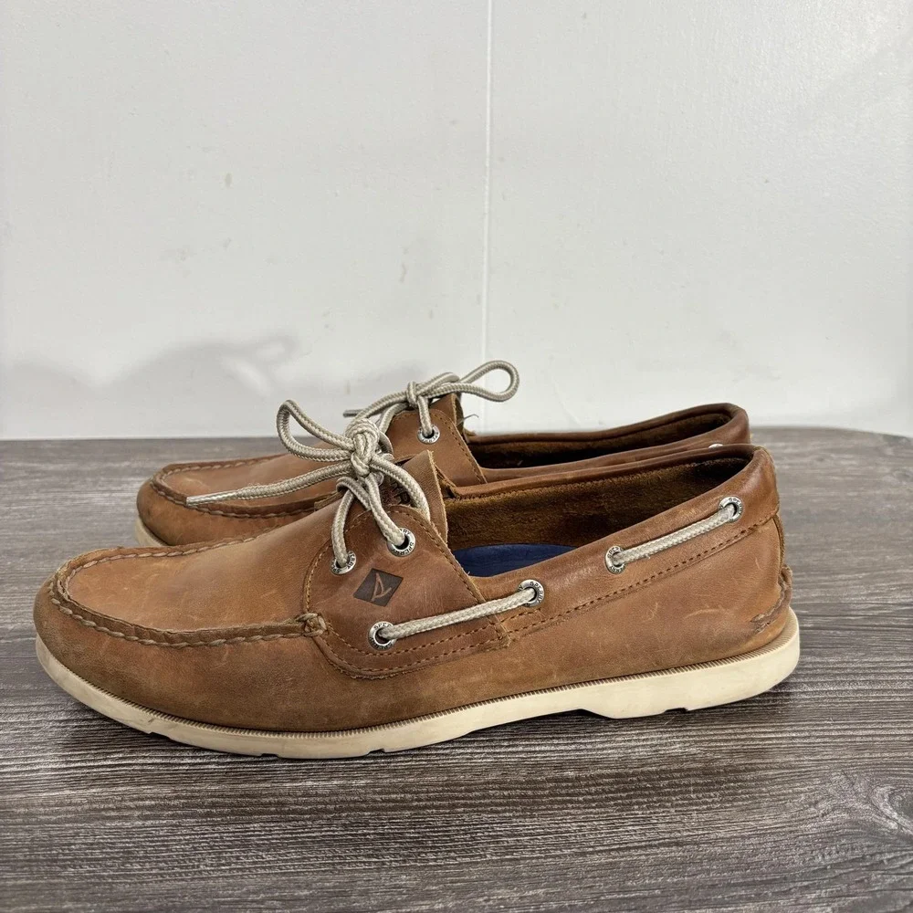 Sperry Top-Sider Boat Shoes Mens Size 10.5 Brown Leather Deck Nautical STS16404